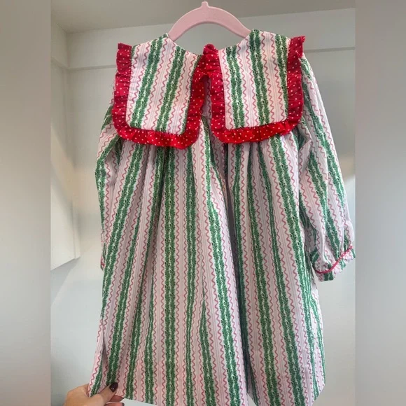 Festive Striped Kids Dress - Picture 2 of 4